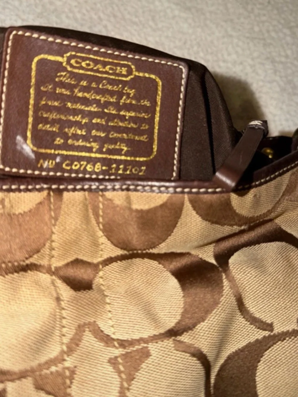 Vintage Coach Signature Canvas Hobo in Brown and Tan